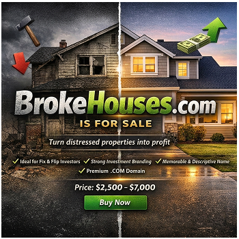BrokeHouses.com – Premium Distressed Real Estate Investment Domain