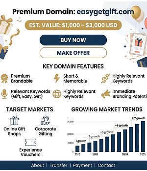 EasyGetGift.com – دومين احترافي لمتاجر الهدايا وبطاقات المعايدة الإلكترونية